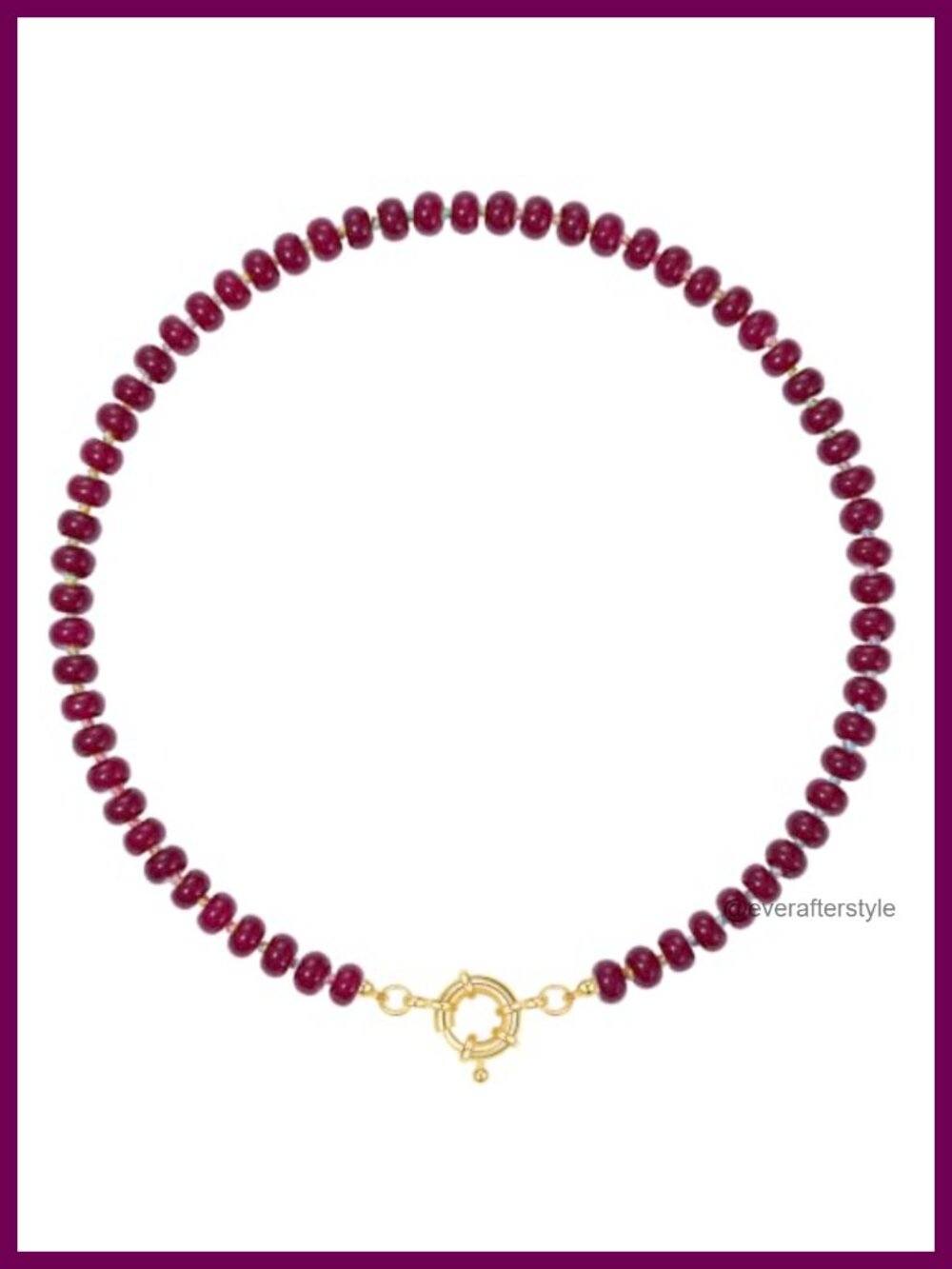 Natural Red Obsidian Beaded Choker Necklace 14K Gold Plated 18 Inch